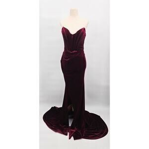 Faeriesty Women's XS Dark Red Velvety Strapless Holiday Dress